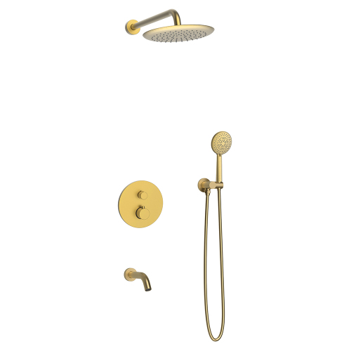 Душевой комплект AVS Termo 4в1 круглый, брашированное золото