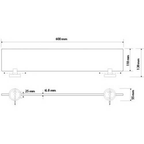 Полка стекло 600 Dark Bemeta 104102040 Полка стекло 600 Dark Bemeta 104102040