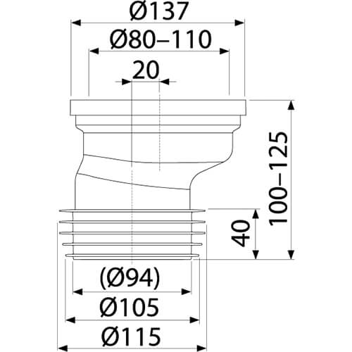 Патрубок эксцентрический Alcaplast A991-20 Патрубок эксцентрический Alcaplast A991-20
