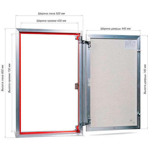 Люк под плитку 500х800 Евроформат Практика ЕТР 50-80 Люк под плитку 500х800 Евроформат Практика ЕТР 50-80