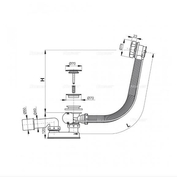 A55GOLD-RU-01 Сифон д/ван автомат 60 см ЗОЛОТО ALCAPLAST A55GOLD-RU-01 Сифон д/ван автомат 60 см ЗОЛОТО ALCAPLAST