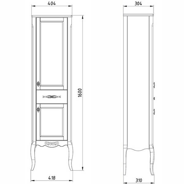Пенал 400 левый Рошфор патина/белый Модерн ASB Пенал 400 левый Рошфор патина/белый Модерн ASB