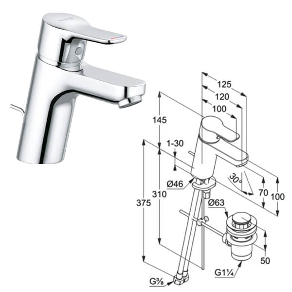 Душевой комплект 3в1 Kludi Pure&Easy 376850565 хром Душевой комплект 3в1 Kludi Pure&Easy 376850565 хром