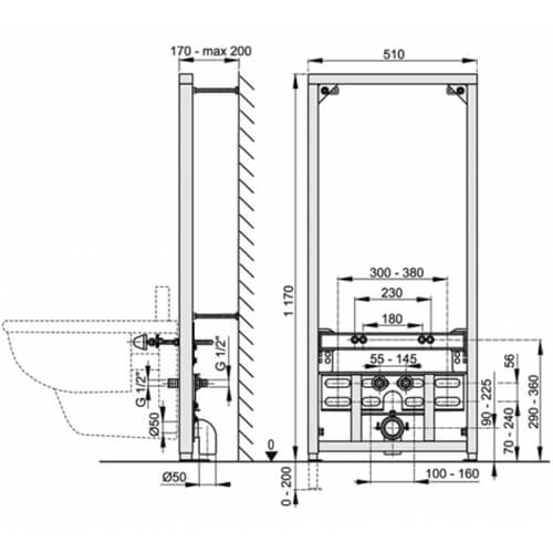 Инсталляция для биде Alcaplast A105/1120 Инсталляция для биде Alcaplast A105/1120