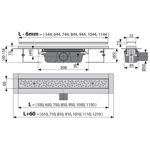 Водоотводящий желоб антивандальный AlcaPlast APZ11 550 Водоотводящий желоб антивандальный AlcaPlast APZ11 550
