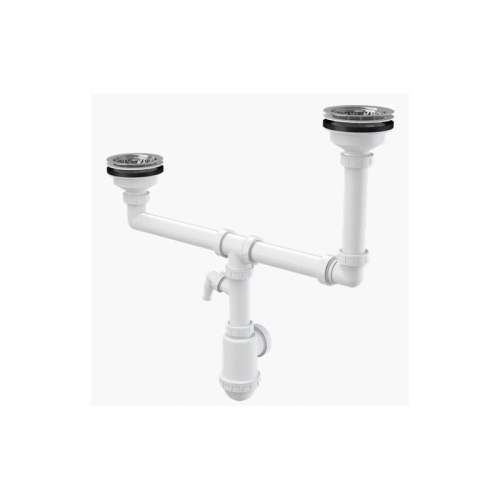 A454P Сифон для сдвоенной мойки Ø115 со штуцером Alcaplast