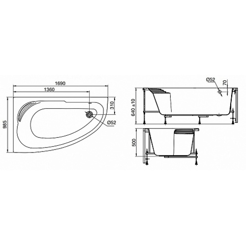 Ванна Roca Merida 170х100 асимметричная левая белая ZRU9302992 Ванна Roca Merida 170х100 асимметричная левая белая ZRU9302992
