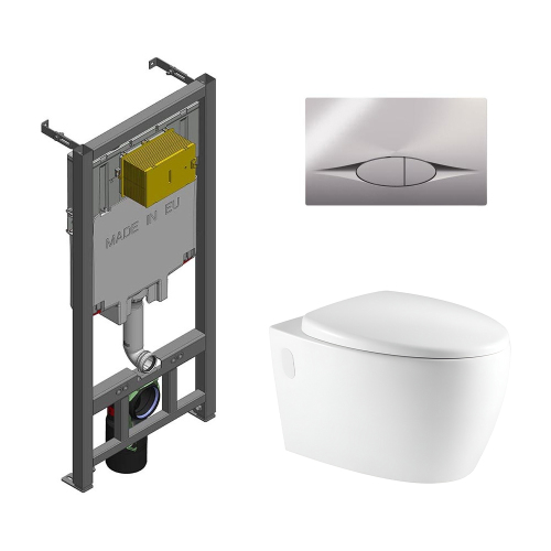 Комплект Jacob Delafon 3в1: Инсталляция для унитаза Jacob Delafon E21822-CP + Унитаз подвесной AVS 801-0043-P-R-GW + Клавиша смыва хром Комплект Jacob Delafon 3в1: Инсталляция для унитаза Jacob Delafon E21822-CP + Унитаз подвесной AVS 801-0043-P-R-GW + Клавиша смыва хром