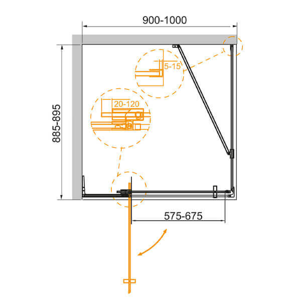 Душевой уголок Cezares Slider SLIDER-AH-1-90-90/100-C-Cr 90х90-100 профиль хром, прозрачное стекло