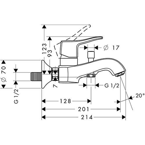 Смеситель для ванны Hansgrohe Metris Classic 31478000 хром