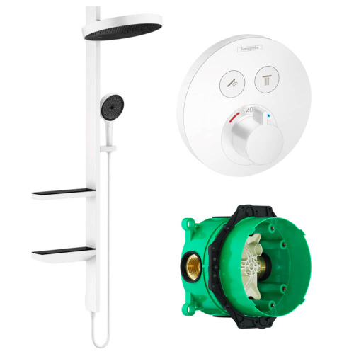 Душевая стойка Hansgrohe Rainfinity Showerpipe Shower Select S 26842700+15743700+01800180 белый матовый Душевая стойка Hansgrohe Rainfinity Showerpipe Shower Select S 26842700+15743700+01800180 белый матовый