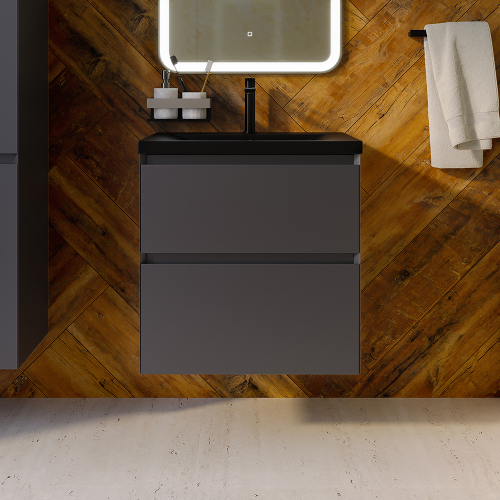 Тумба с раковиной AVS Гармония 60 антрацит матовая (раковина 01 черная матовая) Тумба с раковиной AVS Гармония 60 антрацит матовая (раковина 01 черная матовая)
