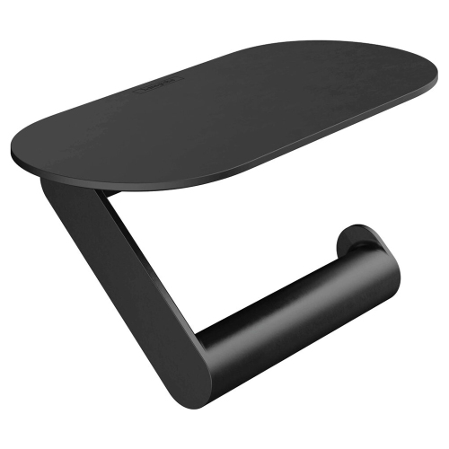 Держатель для туалетной бумаги Hansgrohe WallStoris 27928670 черный матовый, с полочкой Держатель для туалетной бумаги Hansgrohe WallStoris 27928670 черный матовый, с полочкой