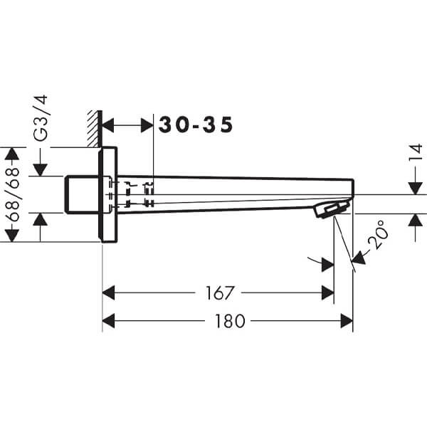 Излив на ванну Metropol Hansgrohe 32542000 Излив на ванну Metropol Hansgrohe 32542000