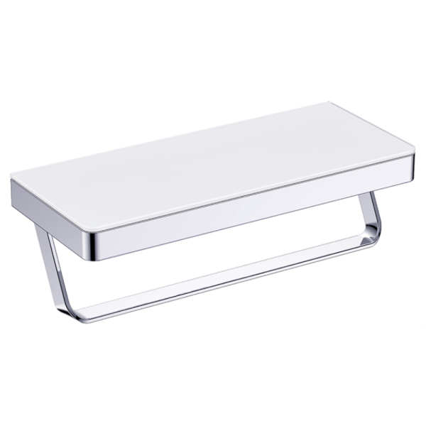 Полка AVS Bishop, 20 см, хром/белый, с полотенцедержателем Полка AVS Bishop, 20 см, хром/белый, с полотенцедержателем