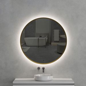 Зеркало с подсветкой AVS Виктория 100x100 см, золото