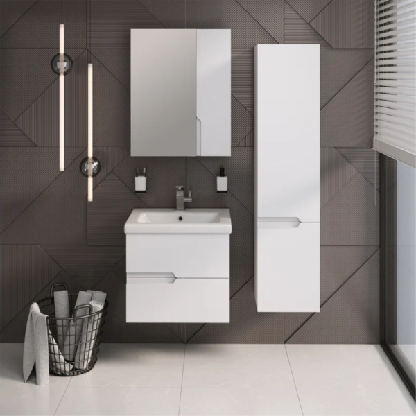 Тумба с раковиной RUNO Стокгольм Como 60 белая, подвесная Тумба с раковиной RUNO Стокгольм Como 60 белая, подвесная