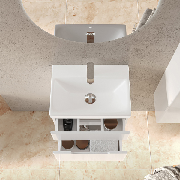 Тумба с раковиной RAVAL Moduo Slim 50 белая Тумба с раковиной RAVAL Moduo Slim 50 белая