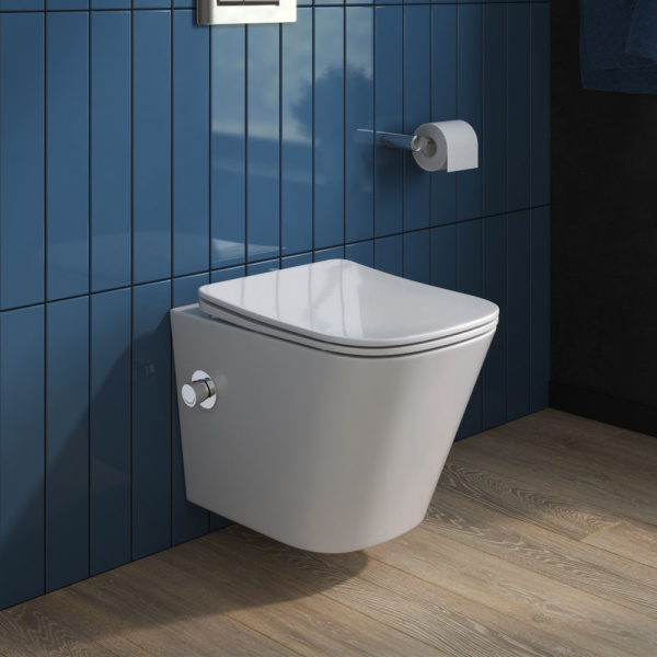 Унитаз подвесной BelBagno Due BB3103CHR-BS/SC безободковый с биде