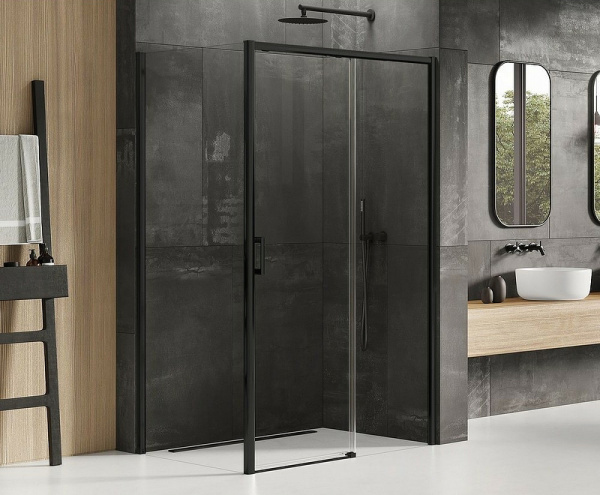 Душевой уголок New Trendy Prime Black 120х100 R профиль черный матовый, стекло прозрачное Душевой уголок New Trendy Prime Black 120х100 R профиль черный матовый, стекло прозрачное