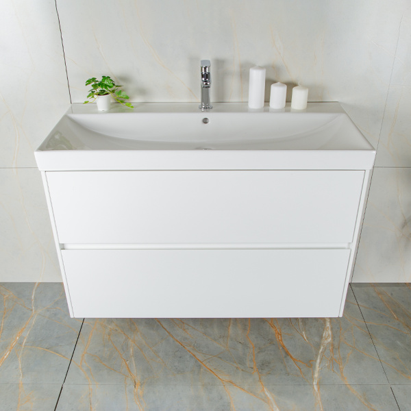 Тумба с раковиной AVS Вернисаж 100 белая глянцевая (раковина белая), подвесная 2 ящика Тумба с раковиной AVS Вернисаж 100 белая глянцевая (раковина белая), подвесная 2 ящика