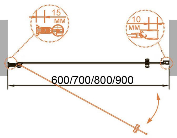 Душевая дверь в нишу Cezares Triumph TRIUMPH-D-B-1-80-P-Cr-R 80 профиль хром, рифленое стекло