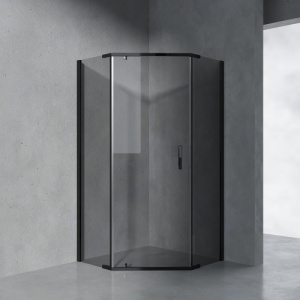 Душевой уголок AVS Трапеция 100х100 профиль черный, стекло черное
