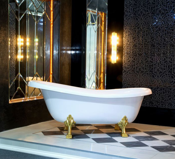 Ванна из искусственного камня Aqua de Marco Edelweiss 170x80 белая с ножками золото Ванна из искусственного камня Aqua de Marco Edelweiss 170x80 белая с ножками золото