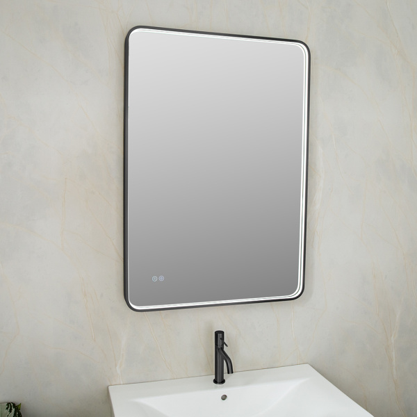 Зеркало с подсветкой AVS VI 70x100 см, антипар, черное матовое Зеркало с подсветкой AVS VI 70x100 см, антипар, черное матовое