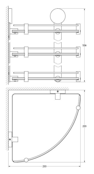 Полка стеклянная угловая тройная Harmonie Artwelle HAR 041 Полка стеклянная угловая тройная Harmonie Artwelle HAR 041