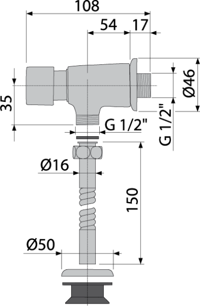 Кран для писсуара Alcaplast ATS001 Кран для писсуара Alcaplast ATS001