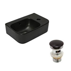 Рукомойник AVS Грэйс 37x25 L, черный матовый с донным клапаном