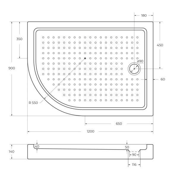 Поддон для душа Cezares Tray 120x90 белый, прямоугольно-асимметричный, акрил, с сифоном, правый Поддон для душа Cezares Tray 120x90 белый, прямоугольно-асимметричный, акрил, с сифоном, правый