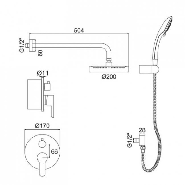 A83103 Встраиваемая Д/с Ø200 ХРОМ Accoona A83103 Встраиваемая Д/с Ø200 ХРОМ Accoona