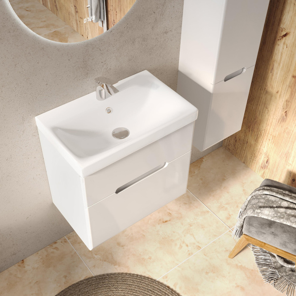 Тумба с раковиной RAVAL Moduo Slim 60 белая Тумба с раковиной RAVAL Moduo Slim 60 белая