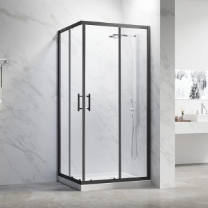 Душевой уголок Veconi Rovigo RV-27B 100х80 профиль черный матовый, стекло прозрачное