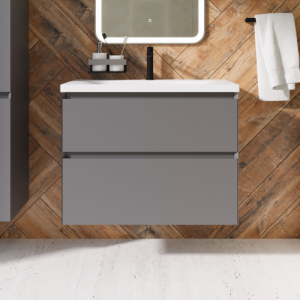 Тумба с раковиной AVS Гармония 80 платина матовая (раковина 01 белая глянцевая)