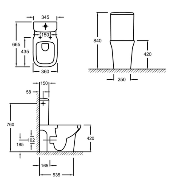 Унитаз напольный с бачком и сиденьем Vox Jacob Delafon UJN102-00+ETM212-00+E20142-0