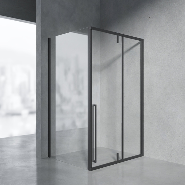 Боковая стенка AVS Акцент 100 профиль черный матовый, стекло прозрачное Боковая стенка AVS Акцент 100 профиль черный матовый, стекло прозрачное