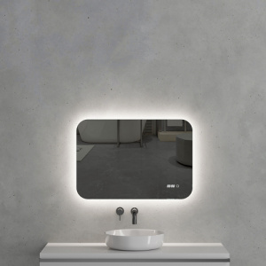 Зеркало с подсветкой AVS Каспий 55x80 см, часы