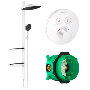 Душевая стойка Hansgrohe Rainfinity Showerpipe Shower Select S 26842700+15743700+01800180 белый матовый