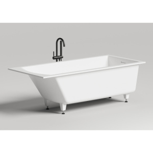 Ванна из искусственного камня Salini Cascata Kit S-Sense 180x80 белая матовая, с ножками и донным клапаном