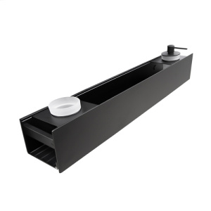 Полка AVS King, 65 см, черный матовый, с дозатором и стаканом