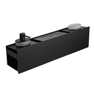 Полка AVS King, 45 см, черный матовый, с мыльницей, дозатором и стаканом